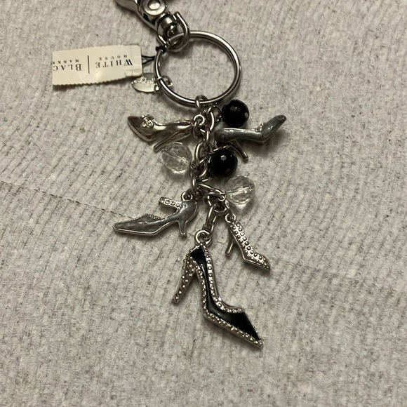 WHITE HOUSE BLACK MARKET. HIGH HEEL BAG CHARM. BLACK & CLEAR BEADS/SILVER. NWT - Picture 6 of 6